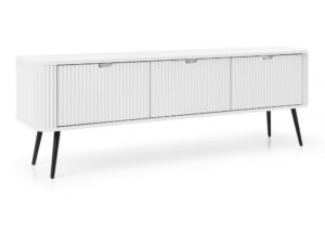 Miniaturka 1 - Szafka RTV Zefiro 168 cm biała na czarnych nóżkach – ujęcie pod kątem