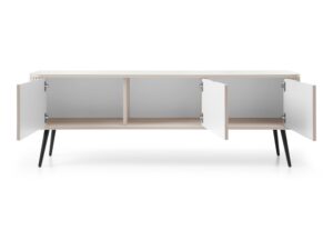 Miniaturka 16 - Szafka RTV Zefiro 168 cm kaszmir na czarnych nóżkach – otwarte drzwi