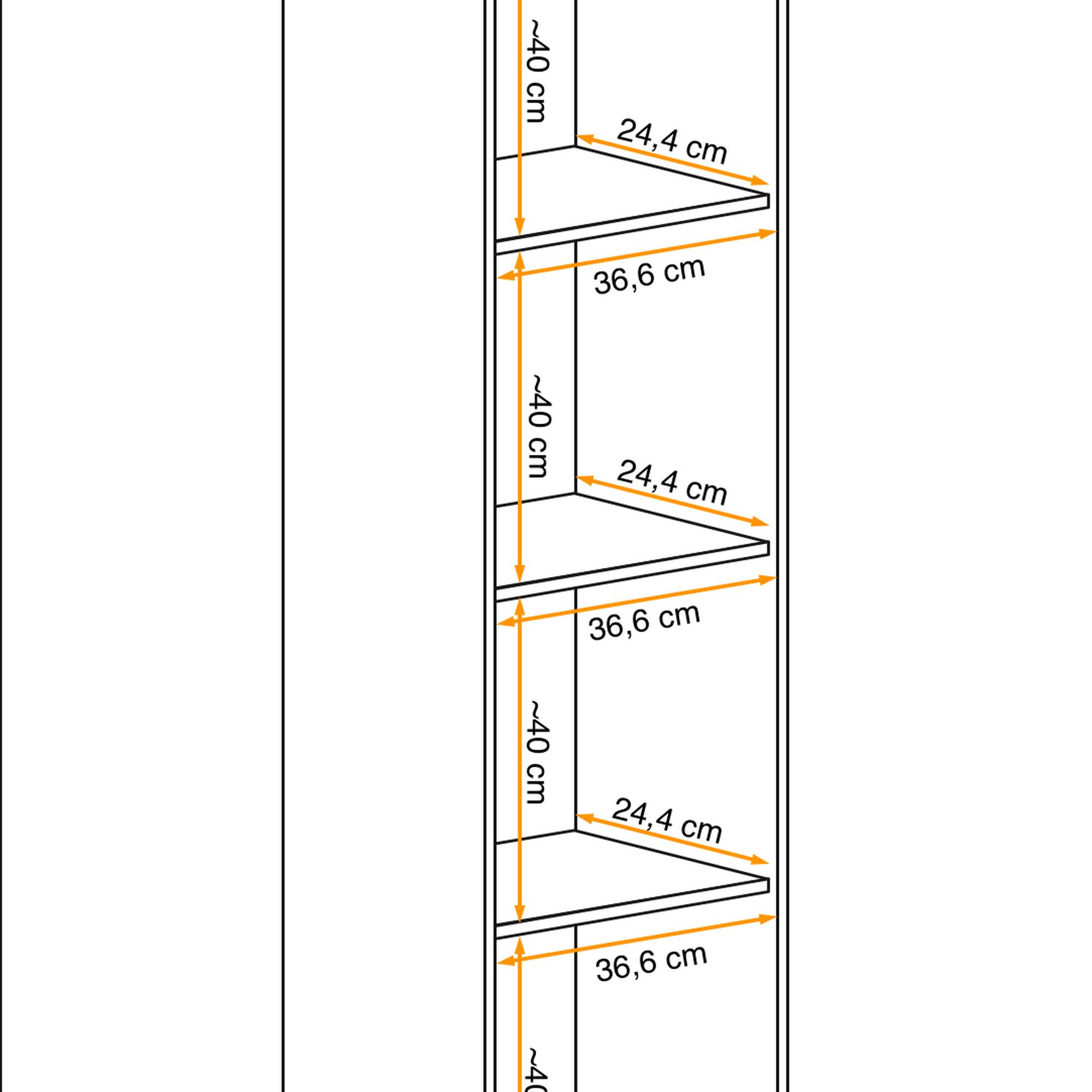 Układ półek szafki wiszącej Flavero 40 cm