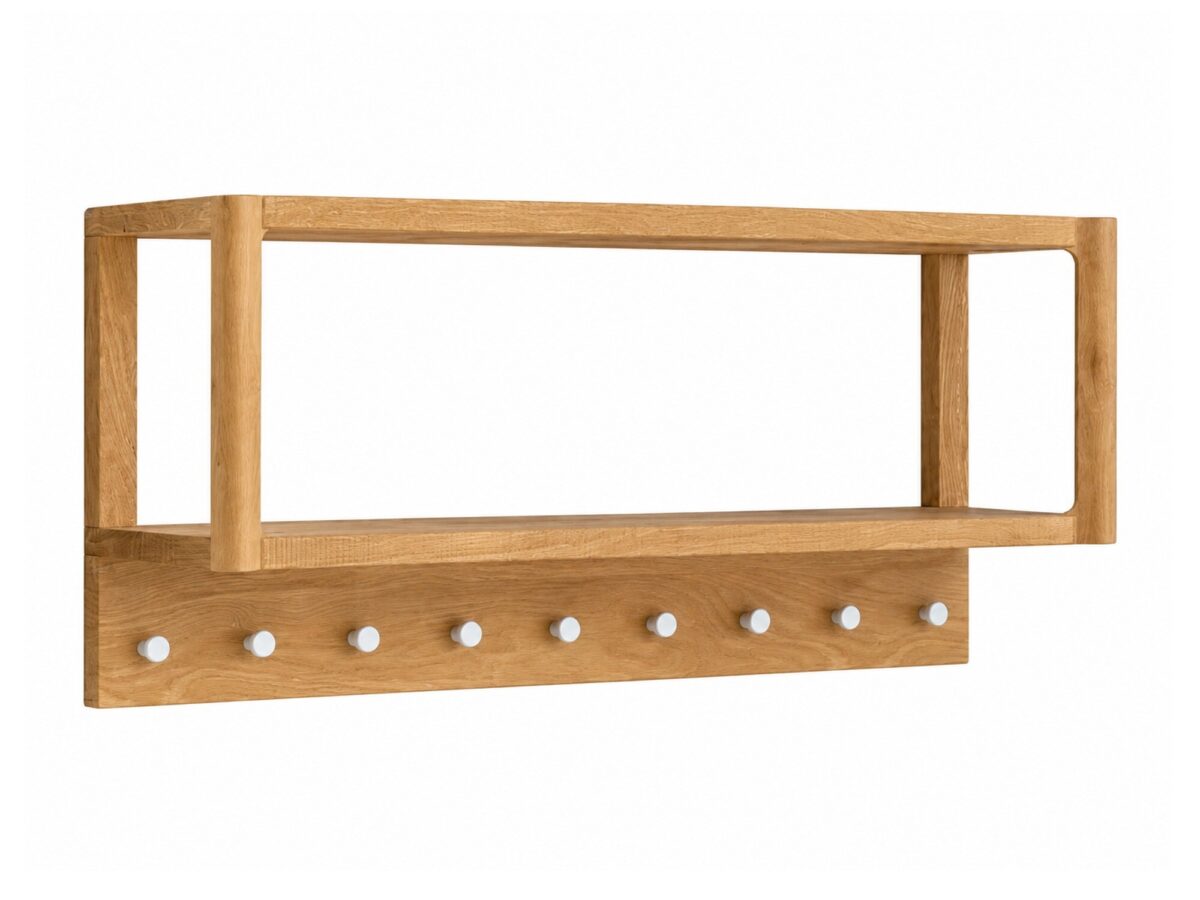 Szeroki wieszak dębowy Daverna 83 cm z półką