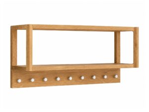 Miniaturka 4 - Szeroki wieszak dębowy Daverna 83 cm z półką w kolorze naturalnego dębu – zdjęcie produktu na białym tle