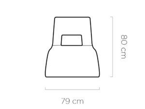 Miniaturka 8 - Rysunek wymiarowy szezlonga Satvero z przodu – szerokość 79 cm, wysokość 80 cm