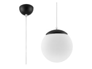 Miniaturka 55 - Szklana lampa wisząca UGO 20 cm czarny na białym tle