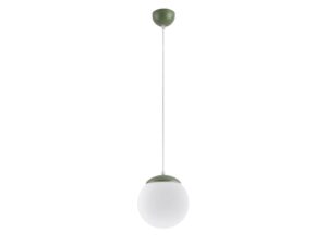 Miniaturka 45 - Szklana lampa wisząca UGO 20 cm zielony oliwkowy na białym tle