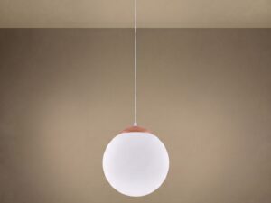 Miniaturka 44 - Szklana lampa wisząca UGO 30 cm ochra czerwona z włączonym światłem