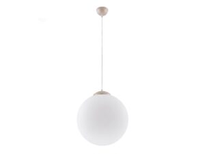 Miniaturka 43 - Szklana lampa wisząca UGO 40 cm taupe na białym tle