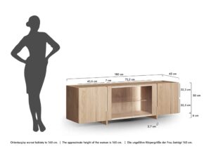 Miniaturka 5 - Przeszklona szafka RTV Traverio 180 cm z dębu bielonego, packshot