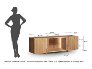 Miniaturka 4 - Szklana szafka RTV Traverio dąb naturalny z trawertynem, packshot