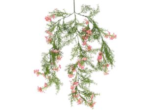 Miniaturka 3 - Sztuczna gipsówka wisząca 70 cm z różowymi kwiatami na czystym białym tle