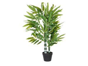 Miniaturka 2 - Sztuczne drzewko bambusowe 92 cm w czarnej doniczce, zielone liście na białym tle