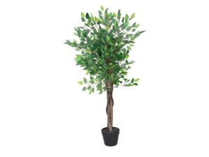Miniaturka 3 - Sztuczny figowiec doniczkowy zielony 130 cm – całe drzewko na białym tle