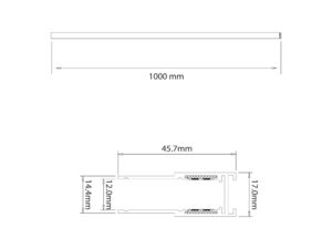 Miniaturka 2 - Schemat wymiarowy szyny magnetycznej o długości 100 cm i przekroju 45,7 × 17 mm