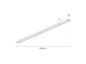 Miniaturka 8 - Rysunek wymiarowy czarnej szyny magnetycznej natynkowej 100 cm