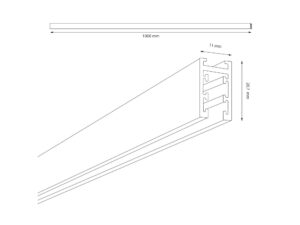 Miniaturka 4 - Rysunek wymiarowy profilu magnetycznej szyny natynkowej 100 cm