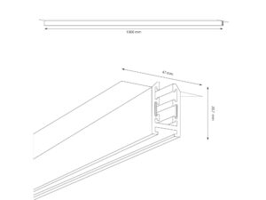 Miniaturka 5 - Schemat wymiarowy szyny magnetycznej długość 1000 mm profil 47 na 20,7 mm
