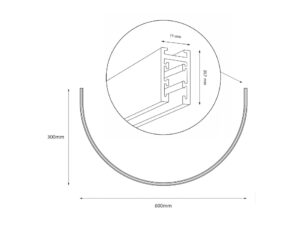 Miniaturka 4 - Rysunek wymiarów szyny magnetycznej półokrągłej średnica 60 cm i profil