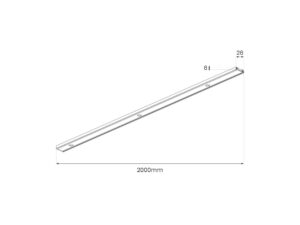 Miniaturka 8 - Rysunek wymiarowy szyny magnetycznej SLIM 200 cm o profilu 26 na 6 mm