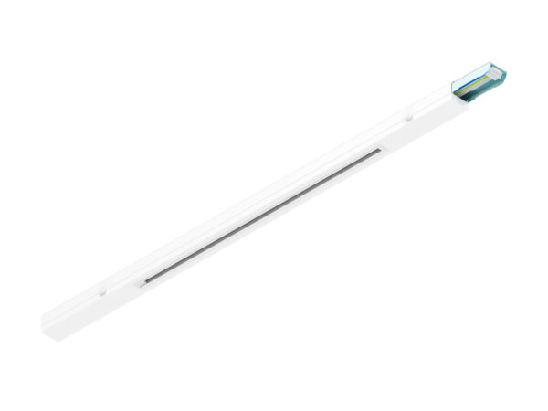 Biała szyna nośna Easylight 150 cm do systemu oświetlenia trójfazowego, widok ukośny