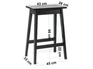 Miniaturka 9 - Taboret Eldano z litego dębu, rysunek z wymiarami