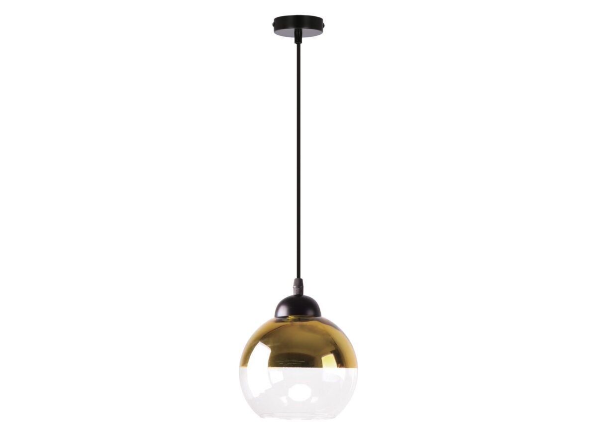 Lampa wisząca Talomina czarna ze złotym szklanym kloszem