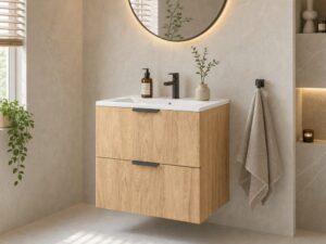 Miniaturka 1 - Szafka pod umywalkę Tamira 60 cm Hikora w łazience z przykładową umywalką