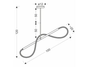 Miniaturka 2 - Rysunek wymiarowy lampy Tamirio długość 100 cm i wysokość 120 cm
