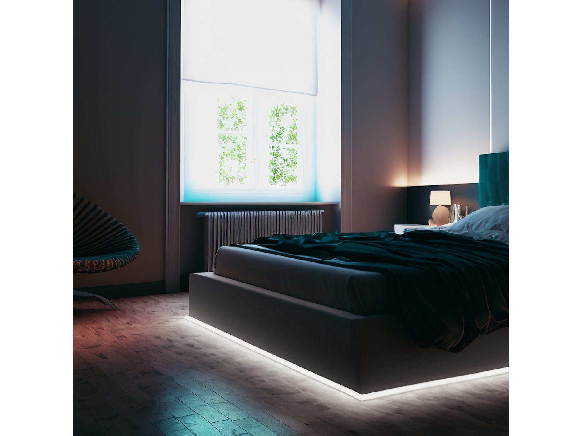 Zimna biel 6500 K taśmy COB LED pod łóżkiem
