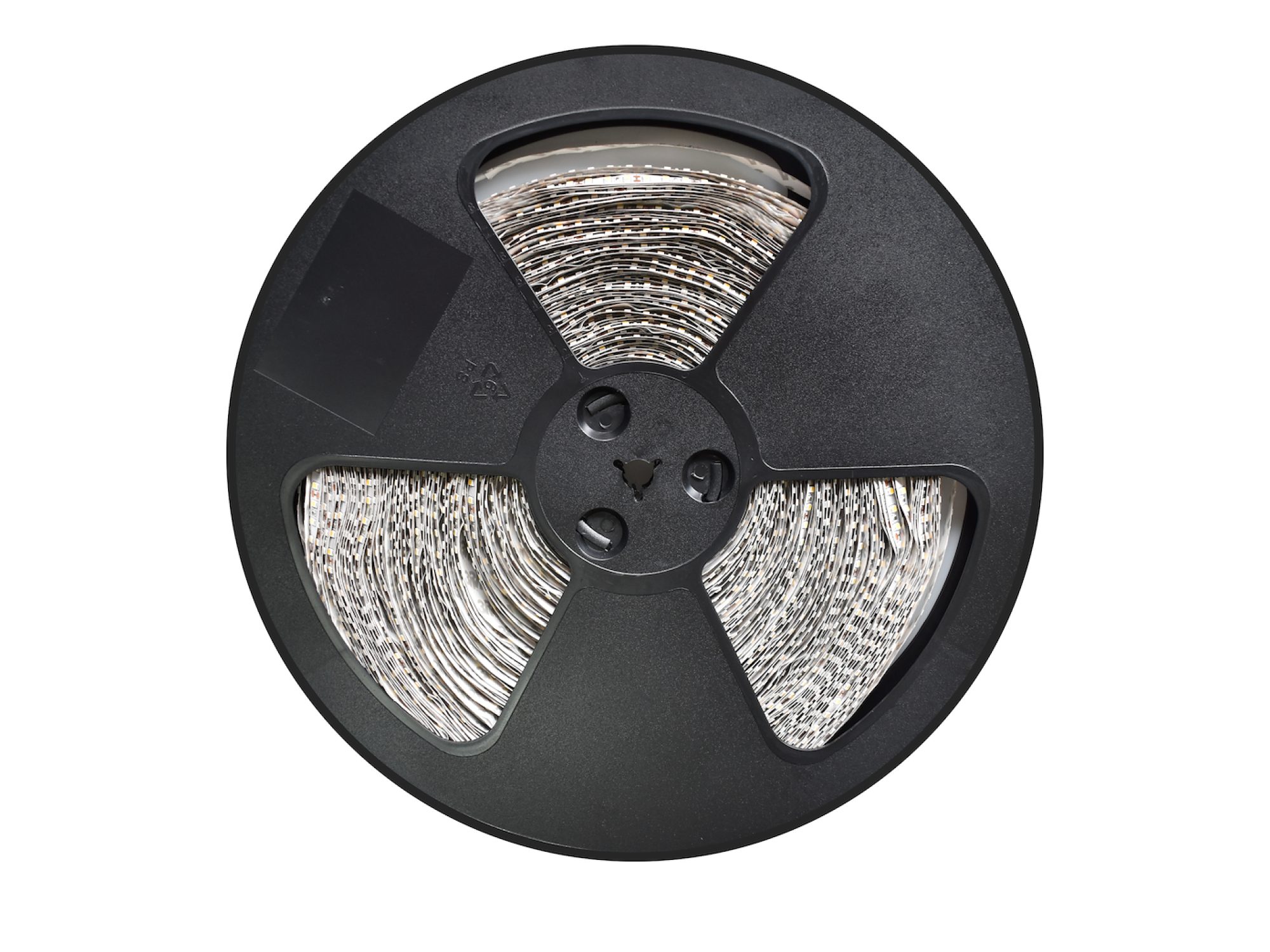 Taśma LED 12 V 100 m 120 diod na metr – szpula na białym tle