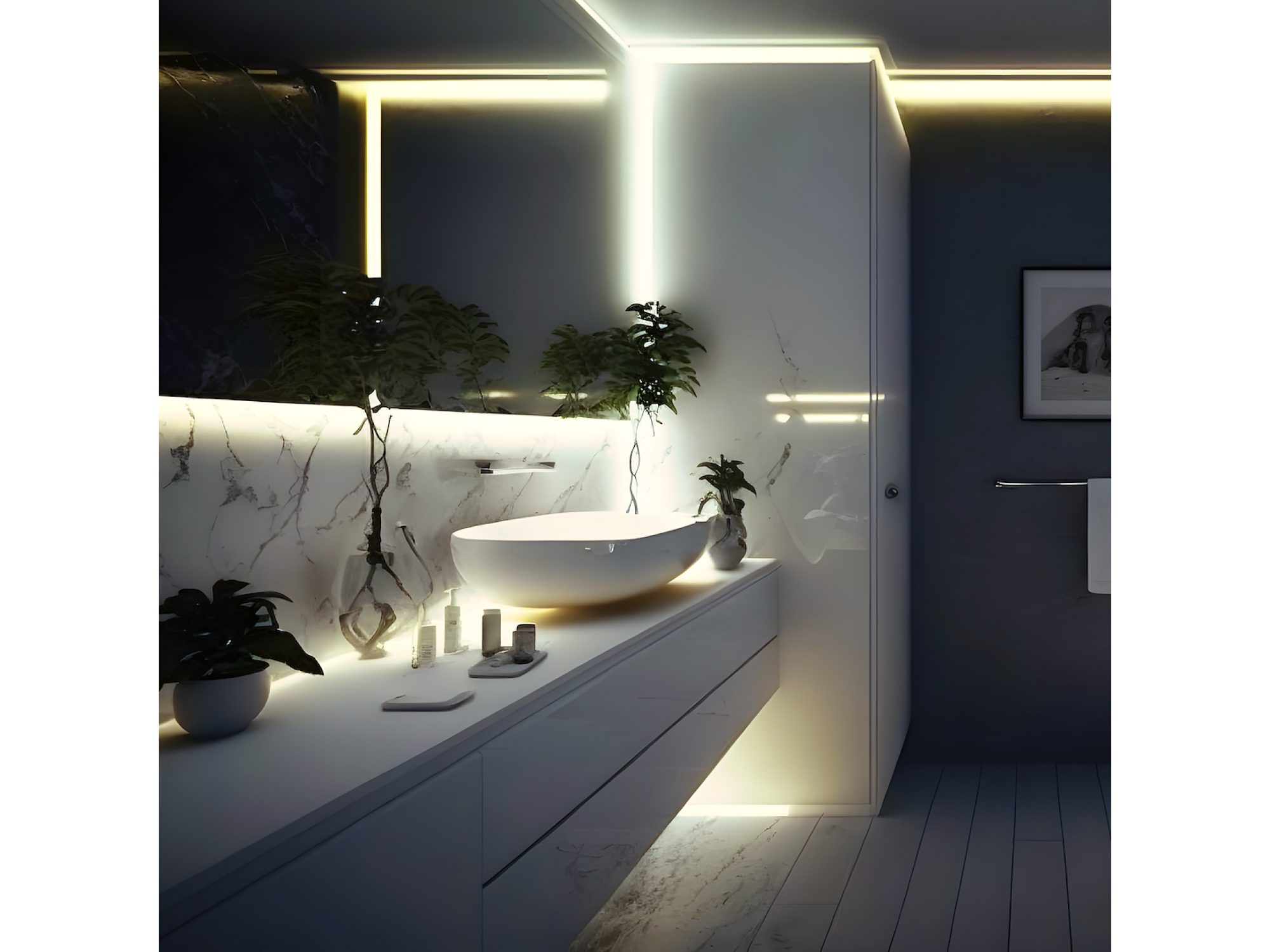 Taśma LED 5 m 4000 K inspiracja do podświetlenia zabudowy przy lustrze