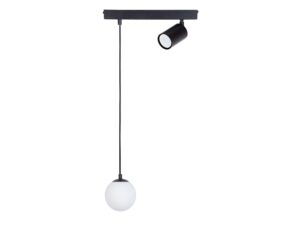 Miniaturka 2 - Lampa wisząca Tavira 1+1 czarna z kulistymi kloszami i reflektorem na białym tle
