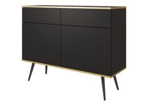 Miniaturka 4 - Komoda Teyser 107 cm – czarna, nogi czarne, 2 szuflady i 2 drzwi