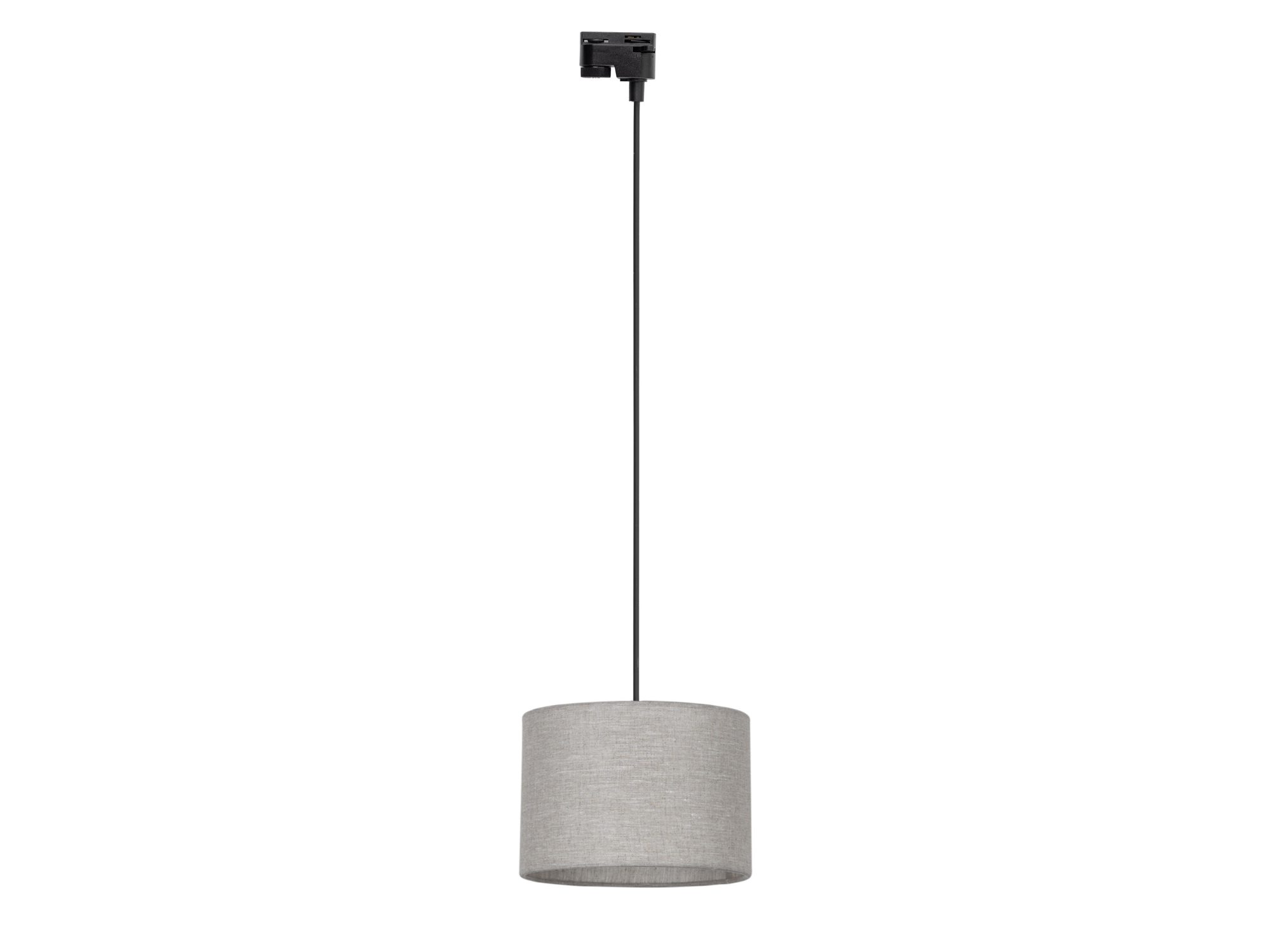 Lampa wisząca szynowa Tracer lniany abażur 30 cm na białym tle