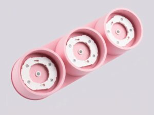 Miniaturka 54 - Trzypunktowy plafon Modessa 32,4 cm różowy – detal podstawy z oprawkami