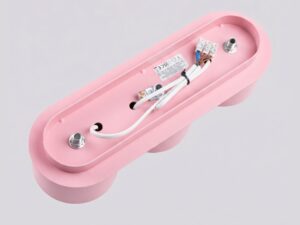 Miniaturka 55 - Trzypunktowy plafon Modessa 32,4 cm różowy – detal okablowania podstawy