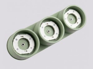 Miniaturka 45 - Trzypunktowy plafon Modessa 32,4 cm szałwia – detal podstawy z oprawkami
