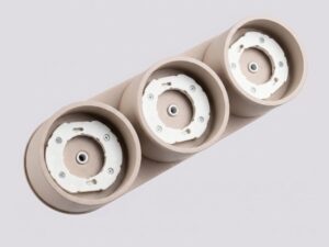Miniaturka 99 - Trzypunktowy plafon Modessa 32,4 cm taupe – detal podstawy z oprawkami