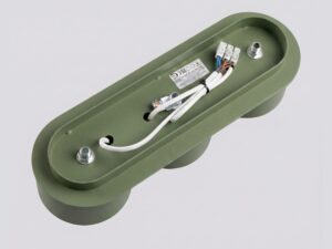 Miniaturka 64 - Trzypunktowy plafon Modessa 32,4 cm zielony oliwkowy – detal okablowania podstawy
