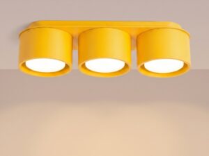 Miniaturka 33 - Trzypunktowy plafon Modessa 32,4 cm żółty z włączonym światłem