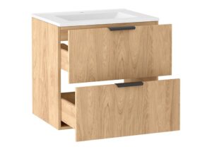 Miniaturka 3 - Umywalka ceramiczna 60 cm z otwartą szafką Tamira w dekorze Hikora
