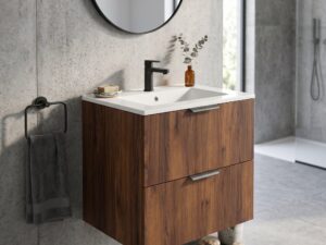 Miniaturka 6 - Ceramiczna umywalka 60 cm z szafką Tamira w jasnej łazience