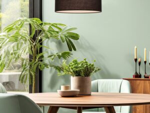 Miniaturka 1 - Valinio lampa wisząca z czarnym abażurem nad drewnianym stołem