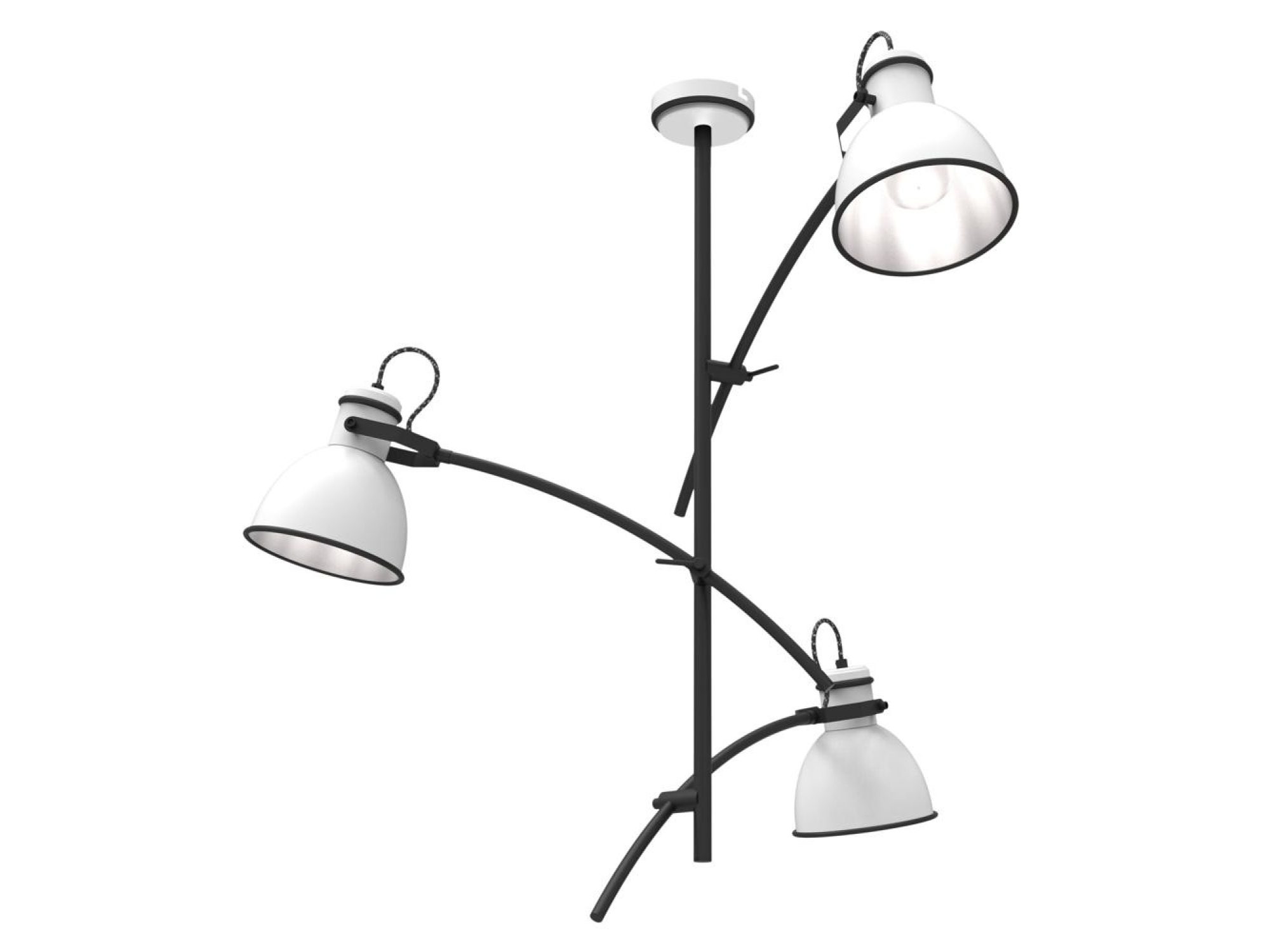 Lampa wisząca Veledira biało-czarna z trzema metalowymi kloszami E27