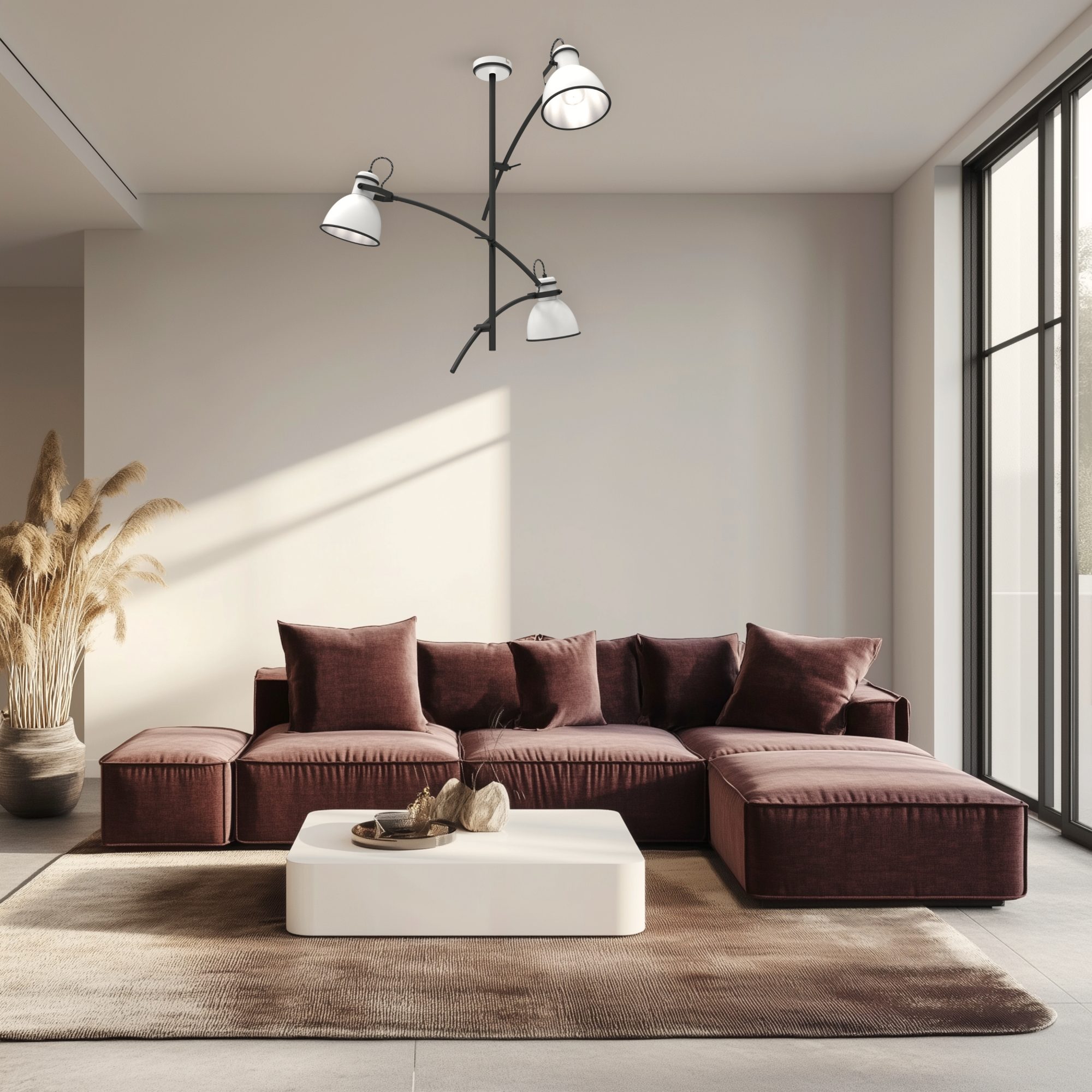 Lampa wisząca Veledira z trzema źródłami E27 w salonie