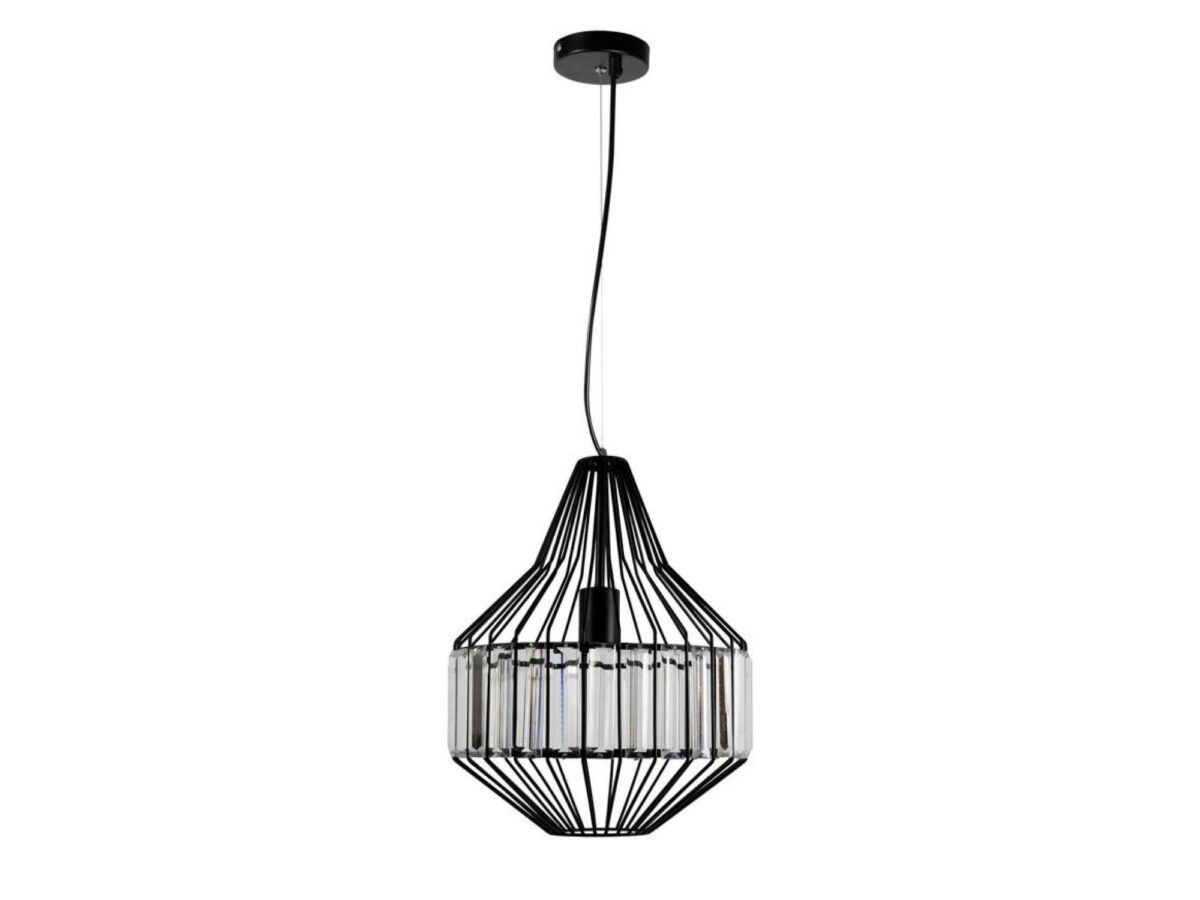 Lampa wisząca Velosela czarna z kryształkami Ø30 cm