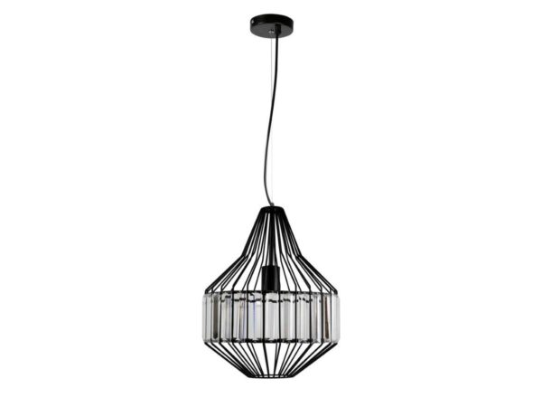 Lampa wisząca Velosela czarna z przezroczystymi kryształkami