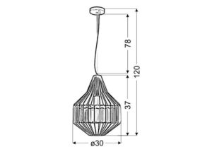 Miniaturka 1 - Lampa wisząca Velosela rysunek wysokości zawieszenia i średnicy