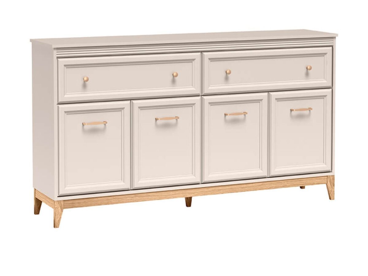 Komoda Velvara 179 cm kaszmir / dąb naturalny – 2 szuflady i 4 szafki