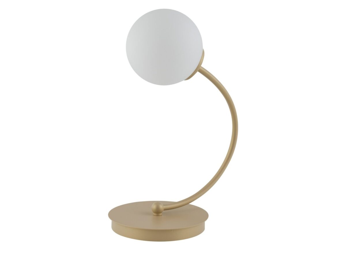 Lampa stołowa Velvet złoty beż z białą kulą G9