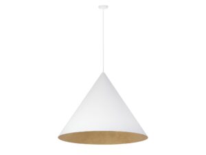 Miniaturka 11 - Lampa wisząca Vesuvio L 1XE27 biało-złota z dużym stożkowym kloszem 77 cm