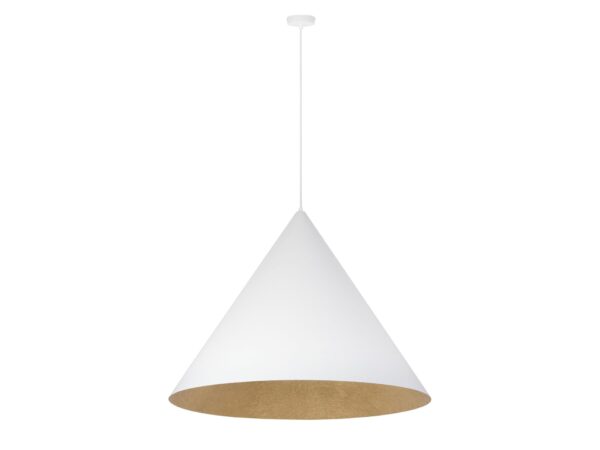 Lampa wisząca Vesuvio L 1XE27 biało-złota z dużym stożkowym kloszem 77 cm